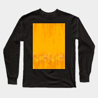 Golden yellow flower border digital painting floral pattern design Long Sleeve T-Shirt